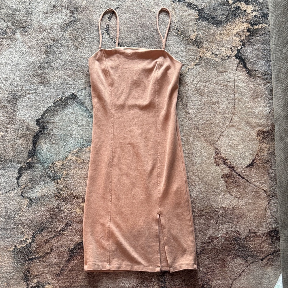 Elegant Peach Spaghetti Strap Bodycon Dress